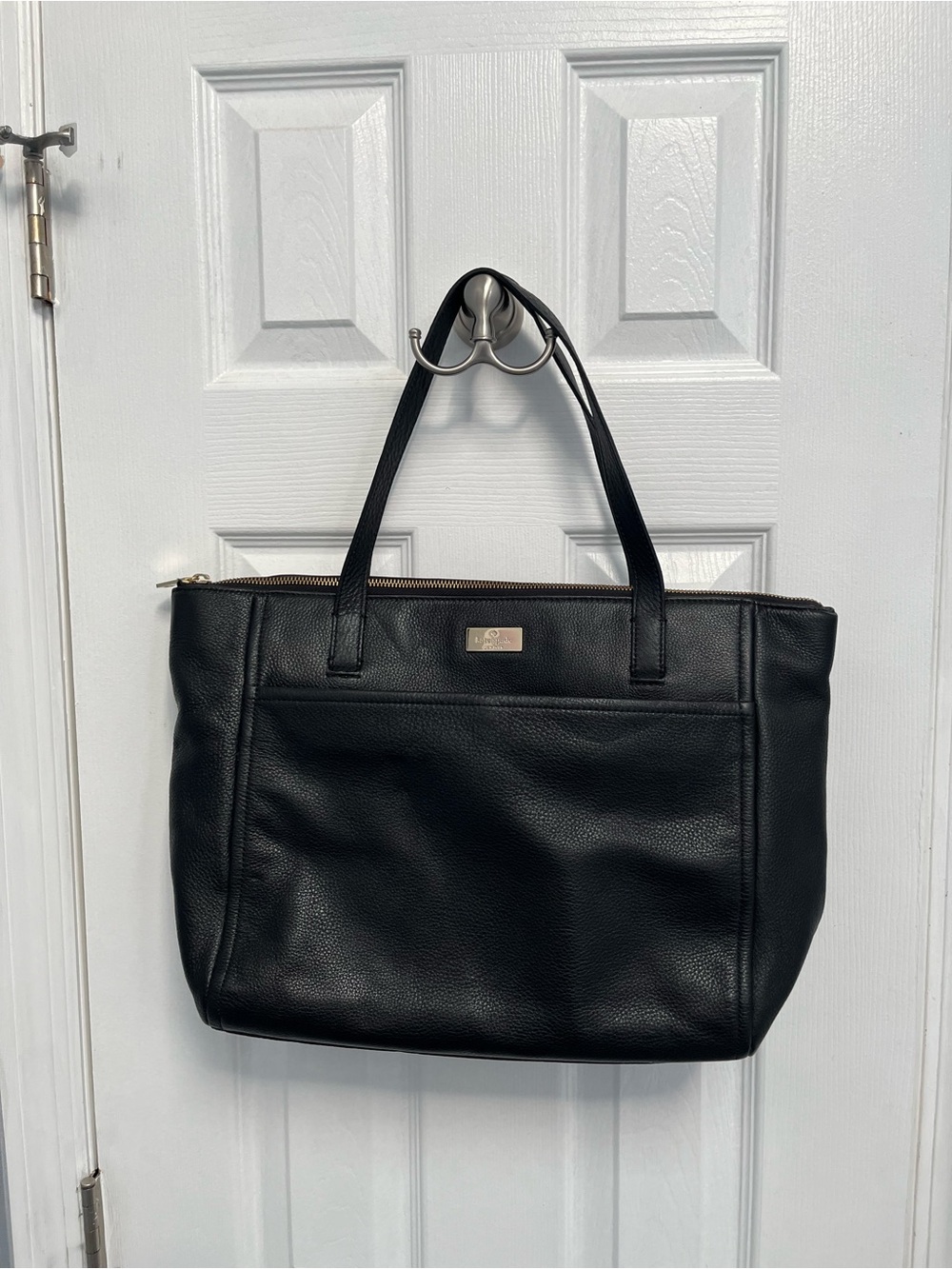 Kate Spade Black Pebbled Leather Zip Tote Shoulder Bag Pink Interior